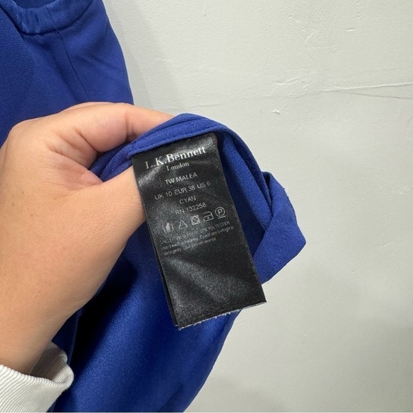 LK Bennett London Malea Crepe Vest Blouse Top Blue Size 6 - Picture 6 of 7